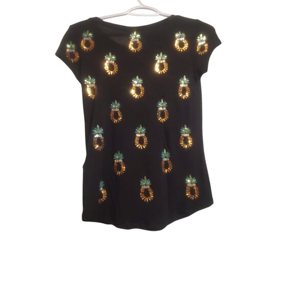 H&M Black Top With Sequined Pineapples - Picture 2 of 2